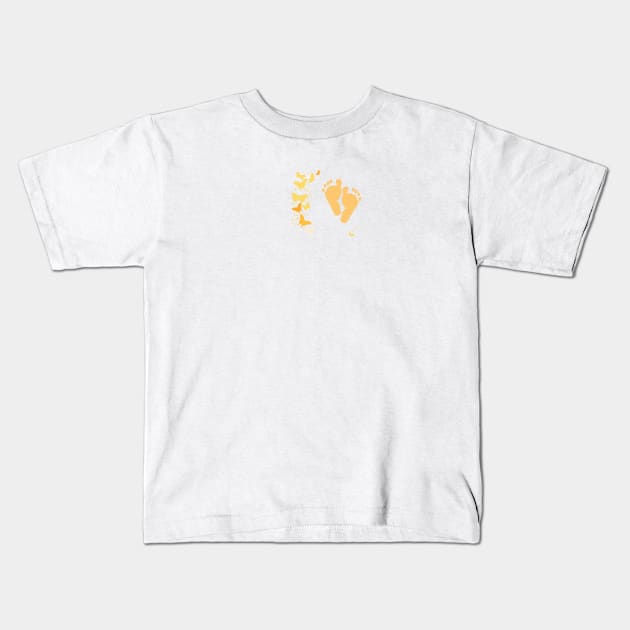 Baby foot prints with butterfly newborn baby Kids T-Shirt by GULSENGUNEL